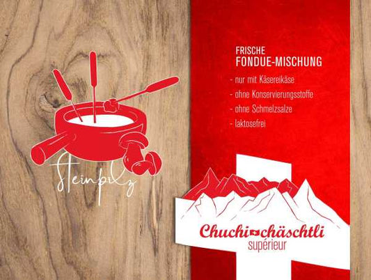 Steinpilz Fondue Fertigmischung frisch - Chuchichäschtli - Feines aus der Schweiz