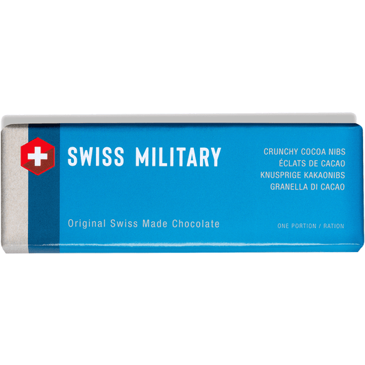 Original Schweizer Militärschokolade mit knusprigen Kakaonibs - Chuchichäschtli - Feines aus der Schweiz